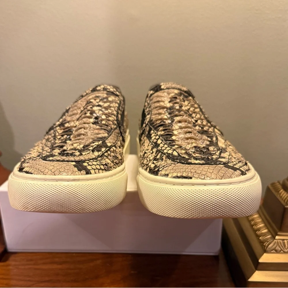 Tory Burch Huarache Woven Leather Snakeskin Slip On Sneakers Size 7 MSRP $228